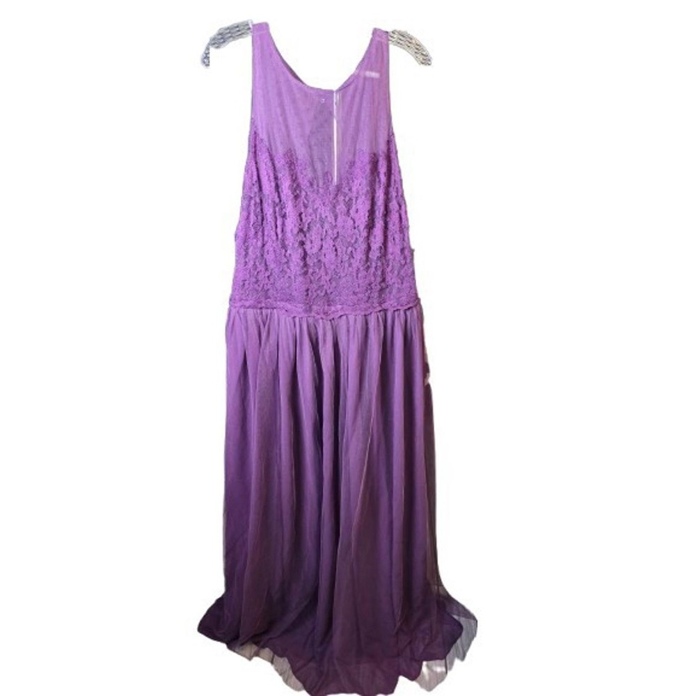Women's‎ Purple Formal Bridal Size 18W Illusion Neck Lace & Tulle Vintage Dress